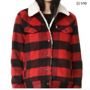 Levi's Red and Black Checkered Sherpa Jacket